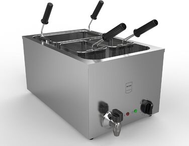 Професійна електрична паста-плита METRO, нержавіюча сталь, 25 л, 3200 Вт, 3 кошики, срібло