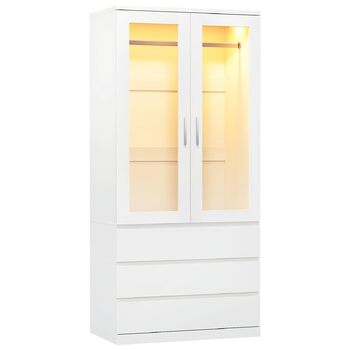 Дводверна шафа Dripex, маленька шафа з однією рейкою для одягу та 3 шухлядами 80 x 48 x 180 см Біла, мінімалістична гардеробна-шафа для спальні, дводверна 80 x 48 x 180 см