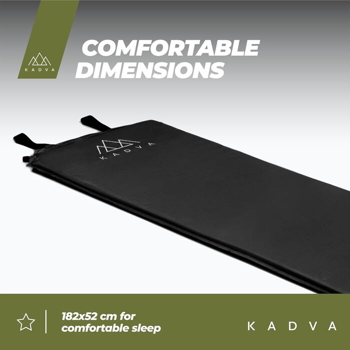 Самонадувний килимок Aero зручний, легкий та міцний килимок для сну. Ідеально підходить для кемпінгу та походів. Зовнішній шар 100 поліестер. Внутрішній шар 100 поліуретан. 182 x 52 см. Чорний.