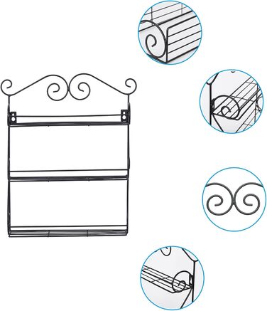 Поличка для спецій, кухонна полиця, драбина для спецій, металева з 3 ярусами, органайзер для спецій, настінна полиця, кухонна полиця, тримач для спецій, кухонний органайзер, компактний, настінні полиці для шаф та ванних кімнат (чорні)