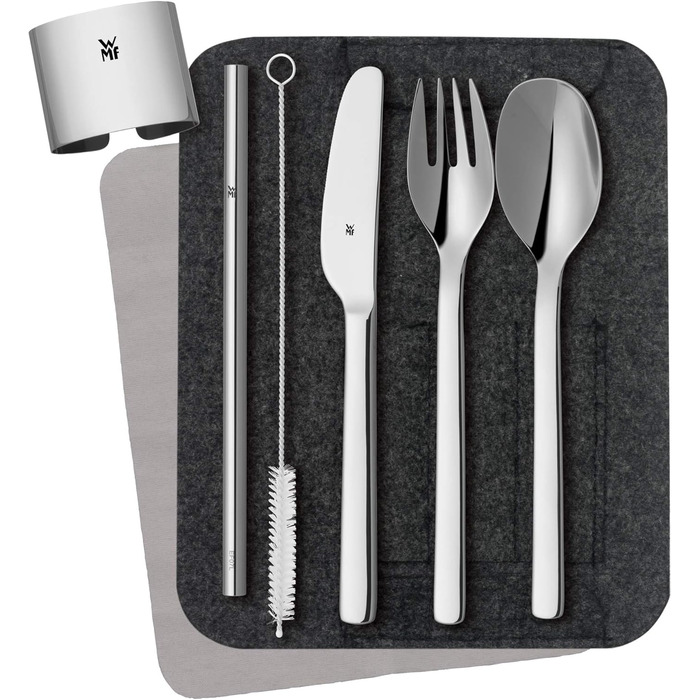 Нержавіюча сталь, набір столових приборів з 8 предметів, набір столових приборів для подорожей на 1 людину, столові прибори для кемпінгу з футляром, екологічно чисті столові прибори для походів, соломинка, щітка для чищення, подарунковий аксесуар для кемп