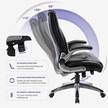 Ергономічне офісне крісло COLAMY Black-02 Classic, штучна шкіра, чорний