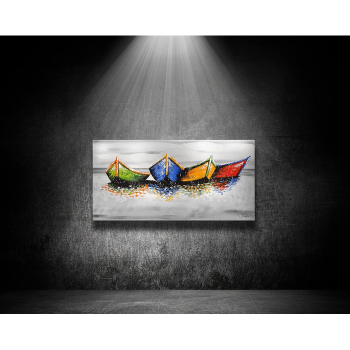 Моніка Мірафьорі I 100 РУЧНИЙ РОЗПИС I Картина Човни на пляжі 120х60 см Картина Ручний розпис Акриловий живопис Дуже великий акрил