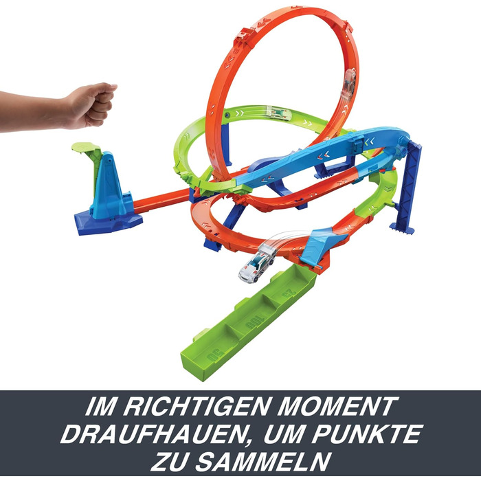 Набір гоночного треку з 2 варіантами гри, петлями-бумерангами та автомобілем у масштабі 164, з ручкою для перенесення, від 4 років