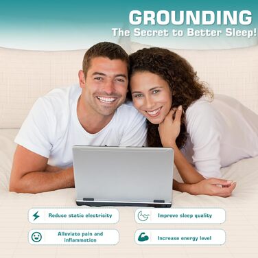 Простирадло на резинці із заземленням, простирадло із заземленням із кабелем заземлення ЄС, килимок для заземлення, простирадло із заземленням для кращого сну (сіре, 200x200 см) 200 x 200 см сірого кольору