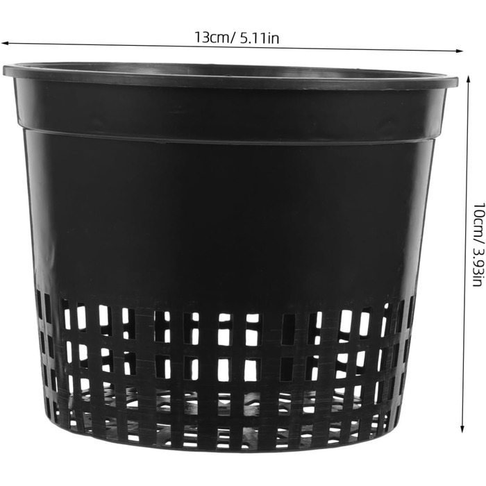 Сітчасті горщики для гідропоніки 13 x 13 x 12 см водна культура посадковий кошик сітчастий горщик пластикові гідропонні горщики садові рослини сітчасті горщики для рослин для вирощування чашка для рослин відро кошик чорний, 10 шт.