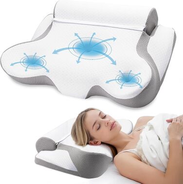 Подушка TopEsct з піни з ефектом пам&39яті, подушка для сну на боці, подушка для шиї та подушка для голови для сну на боці та спині (сіра)