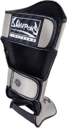 ЗБРОЇ Щитки для гомілок Unlimited 2.0, піщано-чорні, для тренувань та змагань, високоякісна синтетична шкіра та ідеальна амортизація, для муай-тай, K1, MMA, карате та кікбоксингу, 8