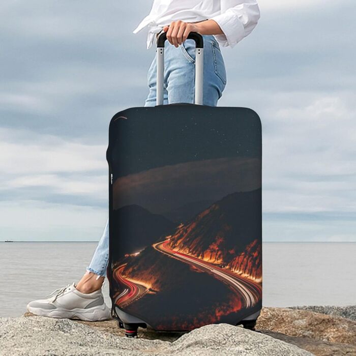 Чохол для валізи Нічне місто з принтом, еластичний захист від подряпин та пилу для подорожей, чорний, розмір 80