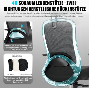 Ергономічне офісне крісло Storeo Imp, до 150 кг, сітка, чорний