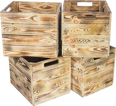 Гарні дерев&39яні кошики-коробки, підходять для Ikea Kallax, для зберігання шкільного приладдя / іграшок, нові, 37,5x32x32,5 см (полум&39яні), 4