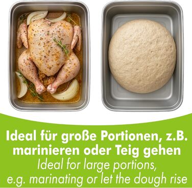 Контейнер для зберігання продуктів Always з нержавіючої сталі Герметичний та 100 герметичний, придатний для миття в посудомийній машині, духовці та морозильній камері Великий контейнер для приготування їжі, розстойки тіста, маринування (6 літрів)