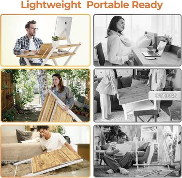Маленький розкладний стіл, Не потребує складання, Малий розмір, Компактний розкладний стіл з підставкою для монітора, Дубовий комп&39ютерний стіл, Робочий стіл, Розкладний стіл, Бежевий, Малий розмір, Бежевий