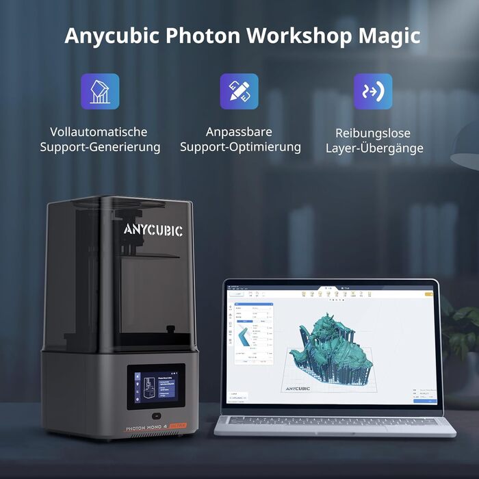 Принтер ANYCUBIC Photon Mono 4 Ultra 10K Resin, 7-дюймовий моноекран HD і джерело світла COB, швидкий друк 120 мм/год, інтелектуал