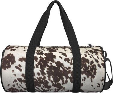 Сумка для подорожей зі шкіри великої рогатої худоби з молочним принтом, для фітнесу, спортивного спорядження, велика дорожня сумка, сумка на нічліг та на вихідні для жінок та чоловіків, Чорна, Універсальний розмір
