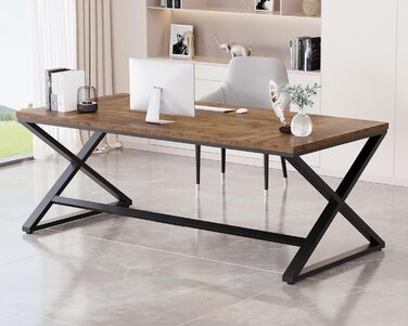 Письмовий стіл 180 см Сучасний великий комп&39ютерний стіл для домашнього офісу Дерев&39яний робочий стіл Комп&39ютерний стіл для письма в спальні Простий ігровий стіл для ПК Вінтажний коричнево-чорний 180 см Кантрі Коричневий