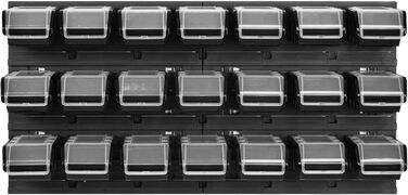 Система зберігання в майстерні 78 x 39 см 21 коробка Настінна полиця зі штабелюваними коробками - Надзвичайно міцні стінові панелі, стійка для інструментів, полиця для зберігання в гаражі (Чорна)