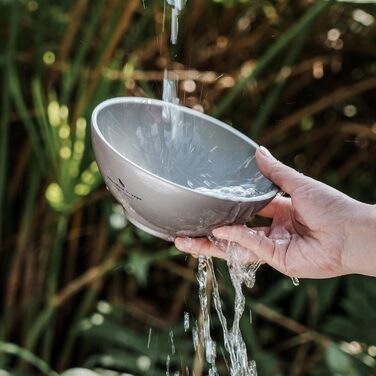 Титанова миска для рисового супу 450 мл Двостінна миска, стійка до опіків, чашка для чаю, легкий посуд для кемпінгу на свіжому повітрі для дорослих та дітей, для піших прогулянок, пікніків та походів Ti1086T Ti1086t-450ml