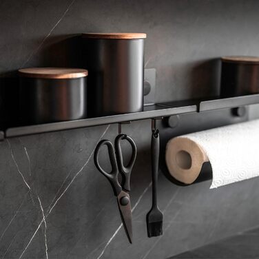 Контейнер для зберігання WENKO Mio, 1,0 л, круглий контейнер з боросилікатного скла з кришкою з акацієвого дерева, герметичне ущільнення завдяки силіконовому кільцю, Ø 11 x 14,5 см, чорний