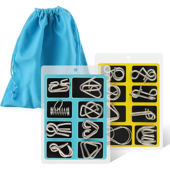 Набір головоломок із металевого дроту Coogam із 16 головоломок, головоломка Тест на інтелектуальні головоломки Гра Розбирання голо