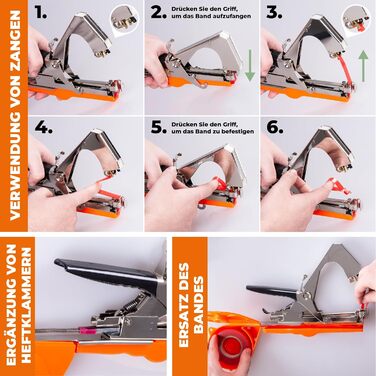 Машина для обв&39язування рослин STREND PRO Cameleon Плоскогубці для обв&39язування рослин, включаючи рулон для обв&39язування, скоби Плоскогубці для обв&39язування рослин для помідорів, винограду, виноградників, огірків Садові аксесуари, Аксесуари для ро