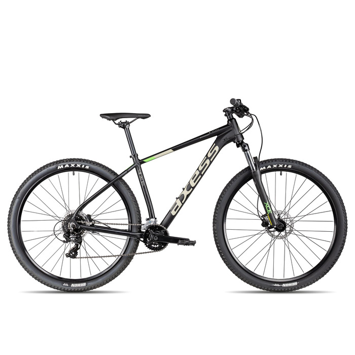 Гірський велосипед Axess Brash MTB Hardtail 16-швидкісна передача Гідравлічні дискові гальма, матово-чорний, 23 дюйми