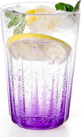 Пластикових стаканчиків по 350 мл - Стійкі стаканчики для дітей - Багаторазові пластикові стаканчики - Ідеально підходить для вечірок, активного відпочинку, кемпінгу - Фіолетові, 12