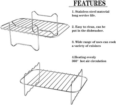 Набір аксесуарів для фритюрниці Ninja з 10 шт. , включаючи силіконову накладку та подвійні стійки для аерофритюрниці та 100 шт. паперову подушечку та силіконові рукавички для Ninja Dual AF300EU AF400EU (Silver2)