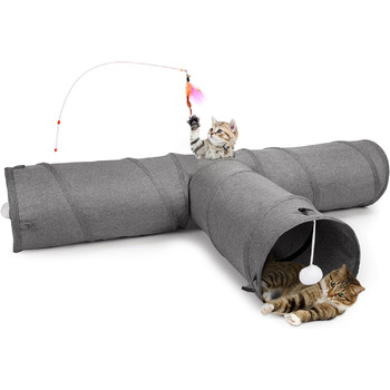 Котячий тунель Ownpets, 3-сторонній котячий тунель з ігровим м&39ячем, іграшка для котів, складний розширюваний ігровий тунель, ігровий тунель для котів, цуценят, кроликів та мангустів, діаметр 25 см