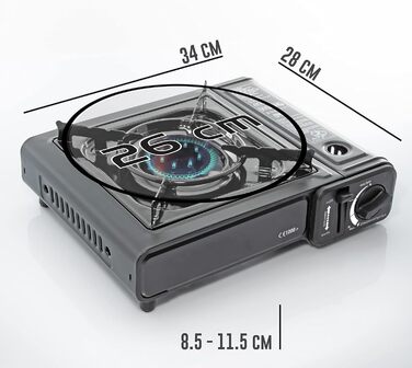 Туристична плита TruWare для газових балонів - Потужна, портативна та надійна газова плита з картриджами та хрестовиною для плити - Ідеально підходить для приготування їжі на свіжому повітрі та щоденного використання. Газова плита 4 картриджі