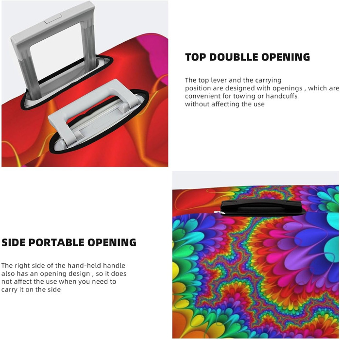 Чохол для валізи Райдужний тай-дай - червоний принт, еластичний захист від подряпин та пилу, чорний, розмір 85