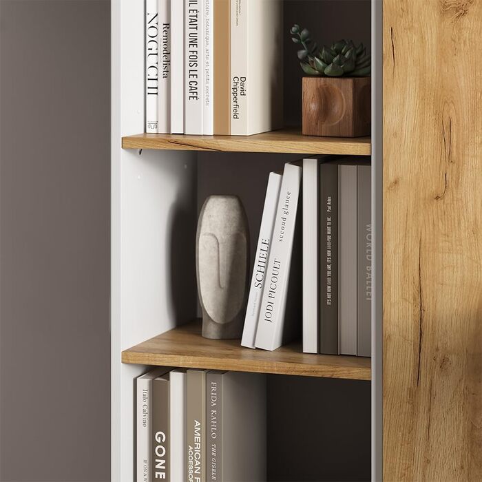 Книжкова шафа Vicco Tomy, білий/золотий дуб, 40 x 120 см, 4 відділення, білий/золотий дуб, 40 x 120 см