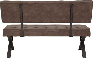 Обідня лавка Donna, зі спинкою, чохол Softex у вінтажному коричневому кольорі, Х-подібний металевий каркас кольору антрацит, 140x693 см Лавка зі спинкою