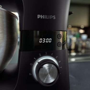 Кухонний комбайн Philips серії 7000 - 5,5 літрів, 1000 Вт, 8 швидкостей, технологія ProKimad, рецепти, світлодіодний розумний таймер, гачок для тіста, вінчик і вінчик (HR7962/01)
