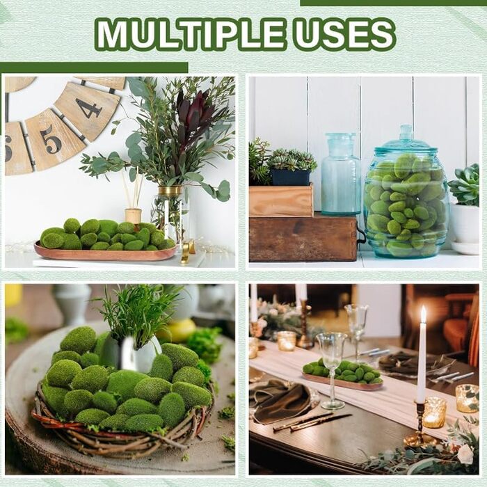 Художня прикраса з моху. Зелений штучний мох. 4 розміри. Штучний мох для виготовлення. Висихання. Прикраси зі штучного моху можна використовувати для створення квіткових композицій. Прикраси. Рослини в горщиках., 24 шт.