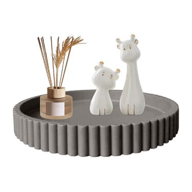 Круглий декоративний піднос, мінімалістичний піднос, декоративний піднос для свічок, органайзер для домашнього декору для вітальні, бару, напоїв, вечірки, дому, кухні (чорний)