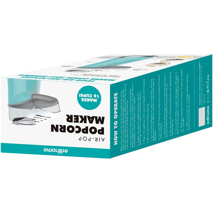 Машина для приготування попкорну, Машини для приготування попкорну, Електрична машина для приготування попкорну, 1200 Вт, включаючи дозуючу ложку, Попкорн готовий за 2 хвилини, Домашній кінотеатр, Серія (синій)