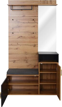 Набір вішалок для одягу Ymkua настінна вішалка, набір вішалок для передпокою з підставкою для взуття, дзеркалом і подушками, набір