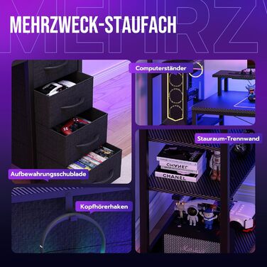 Ігровий стіл YOUDENOVA, 150 x 50 см, метал / дерево / вуглецеве волокно, чорний