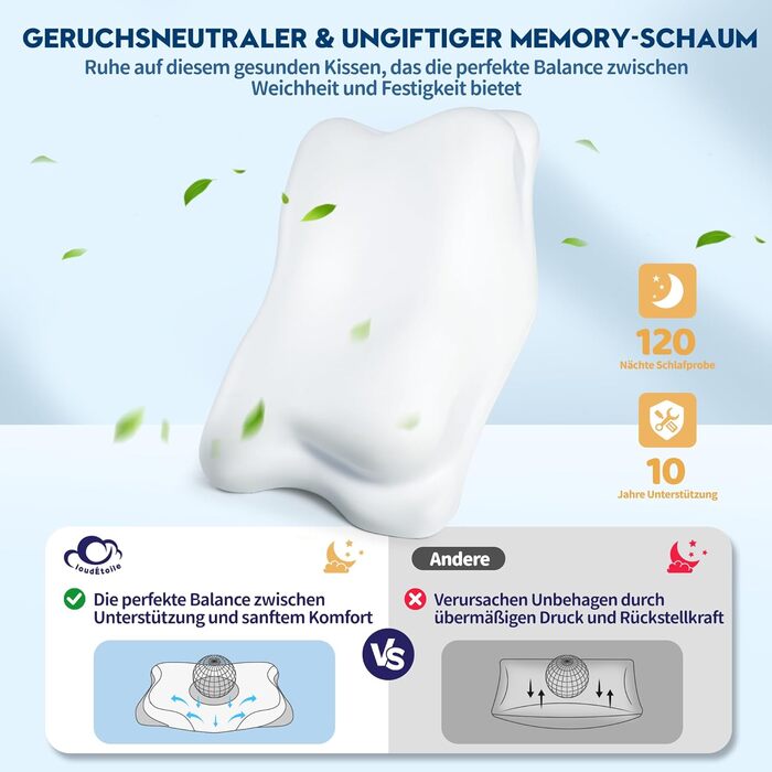 Подушка з піни з ефектом пам&39яті - подушка для шиї 2-в-1, подушка для сну на боці, комфортна подушка з віскозної піни для сну на боці, спині та животі, сіра 65x39x12 см