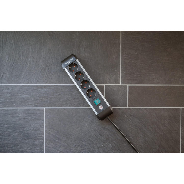 Розеткова планка Brennenstuhl Premium-Alu-Line 4-роздільна/розеткова планка з високоякісного алюмінію (розетка на кілька розеток з