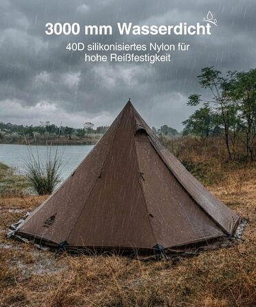 Намет OneTigris NORTHGAZE 2.0 Tipi для 2-4 осіб, кемпінговий намет на 4 сезони, водонепроникний, пірамідальний, 3000 мм (нейлон)