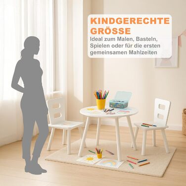Дитячий комплект сидіння Relaxdays, дитячий стіл з 2 стільцями, з місцем для зберігання, для хлопчиків та дівчаток, дитячий куточок для сидіння, МДФ, білий