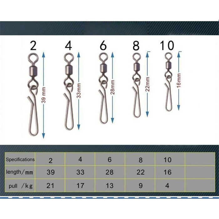 Рибальські вертлюги, асортимент рибальських застібок для спінінгової ловлі, вертлюги-лідери для спінінгової ловлі/силові вертлюги, 50 шт. високоякісного вертлюга, комплект спінінгових вертлюжків