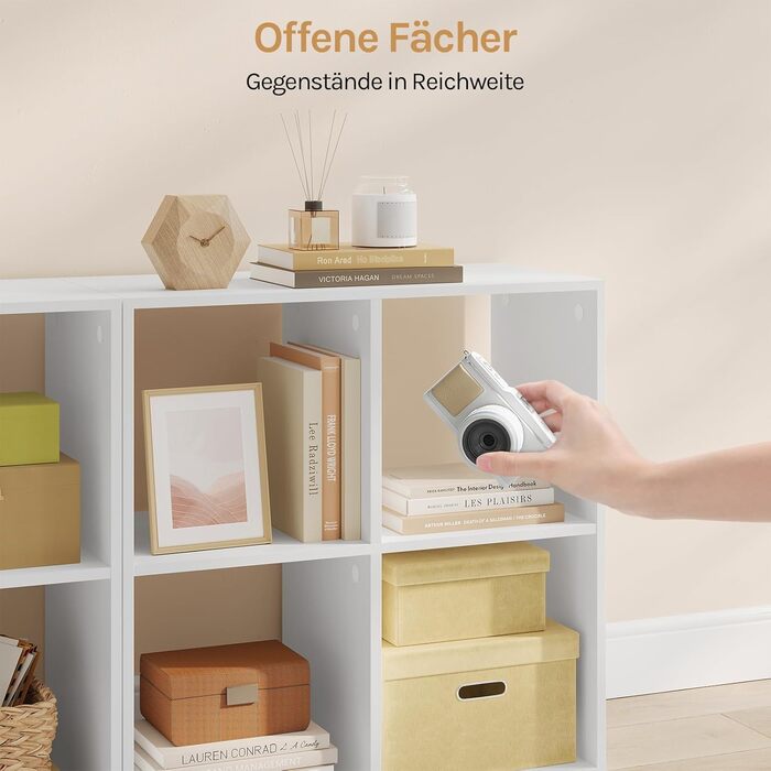 Книжкова полиця WOLTU, кубічна полиця з 4 відкритими відділеннями, маленька біла полиця, окремостояча полиця, полиця для файлів, офісна полиця, вітальня/кабінет, 60x60x29 см SK053ws 4 відділення (29Г x 60Ш x 60В см) білий