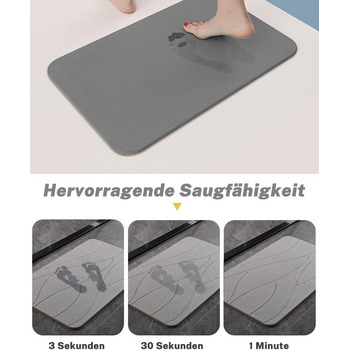 Килимок для ванни з твердого діатомітового каменю 60x40 см, швидковисихаючий кам&39яний килимок для ванни, суперабсорбуючий, простий у догляді, нековзний килимок для ванної кімнати з діатомітової землі для ванної кімнати та кухні, чорна лінія