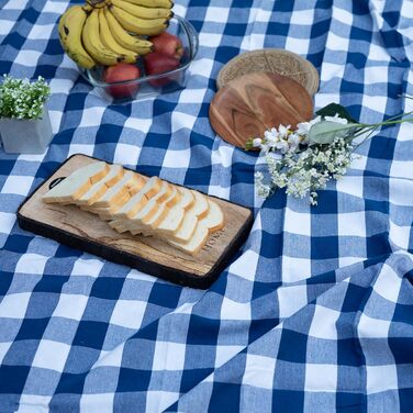 Скатертина 140х240 - Міцна бавовняна скатертина - Високоякісна скатертина синя в клітинку - Скатертина - Скатертина з тканини, що