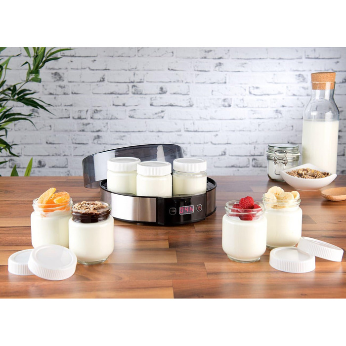 Йогуртниця Rosenstein & Shne йогуртниця з таймером, 7 порційних баночок по 190 мл, 20 Вт (йогуртниця, йогуртниця для дому, машина)