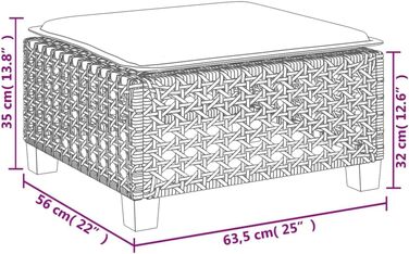 Садовий табурет Табурет для кемпінгу Садовий патіо Балкон сірий 63.5x56x32 см Полі Ротанг, 7