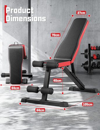 Регульована складна лава для силових тренувань, похила лава з 9-позиційною регульованою спинкою для тренування всього тіла, вантажопідйомність 300 кг, чорний колір